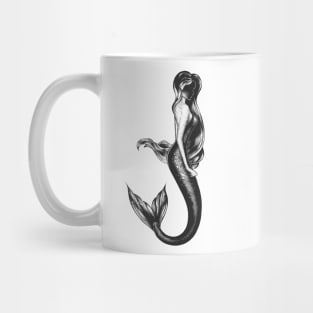 Mermaid hand drawn monochrome print T-Shirt Mug